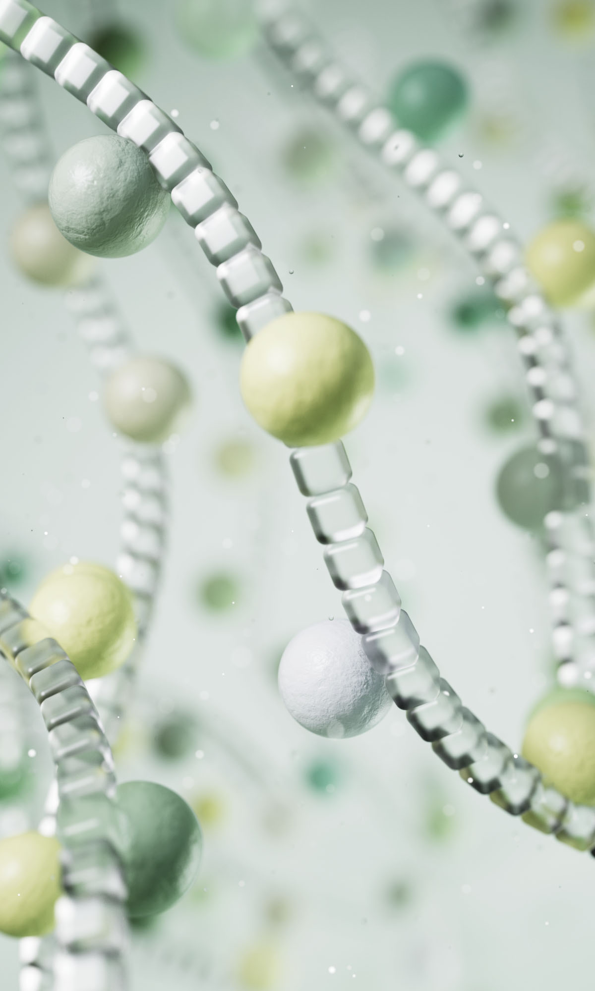 a chain of mint spheres